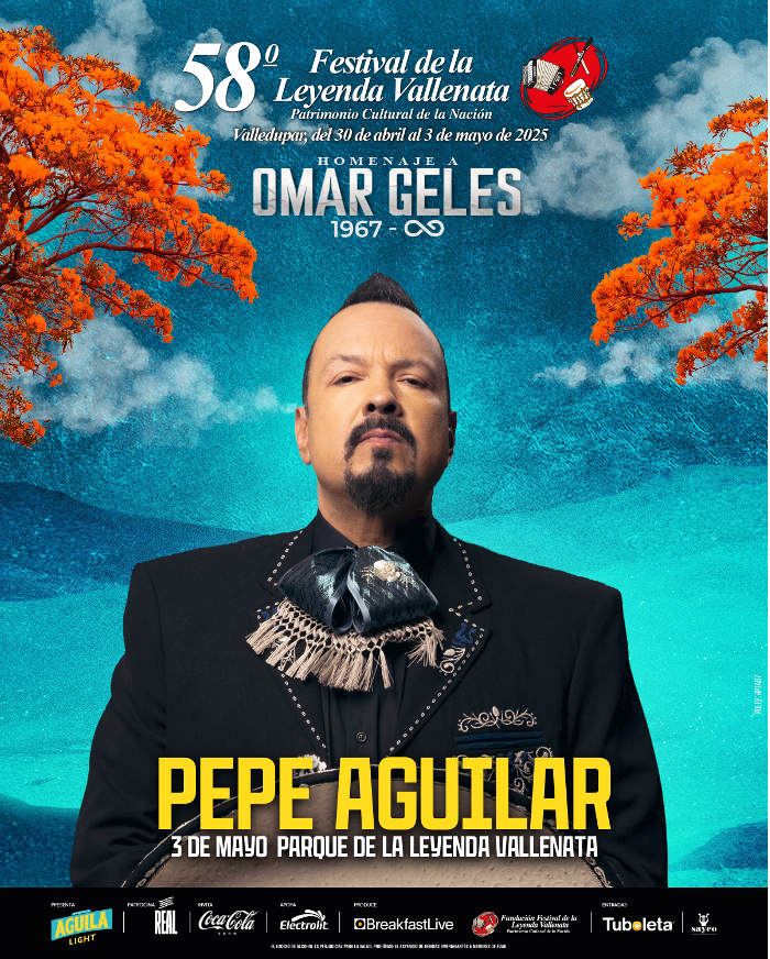 Pepe Aguilar y su folclor mexicano se tomarán el Festival de la Leyenda Vallenata 2025
