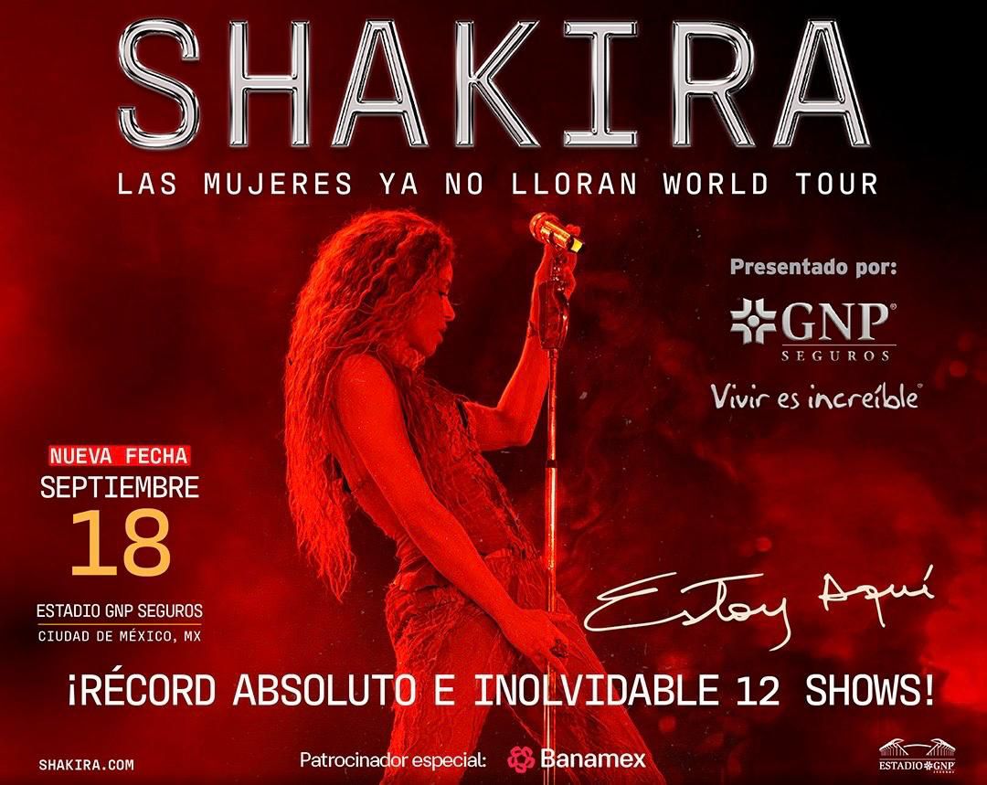 SHAKIRA REAFIRMA SU REINADO COMO LA ARTISTA CON MÁS FECHAS EN EL ESTADIO GNP SEGUROS Y AÑADE UNA NUEVA FECHA EN VERACRUZ