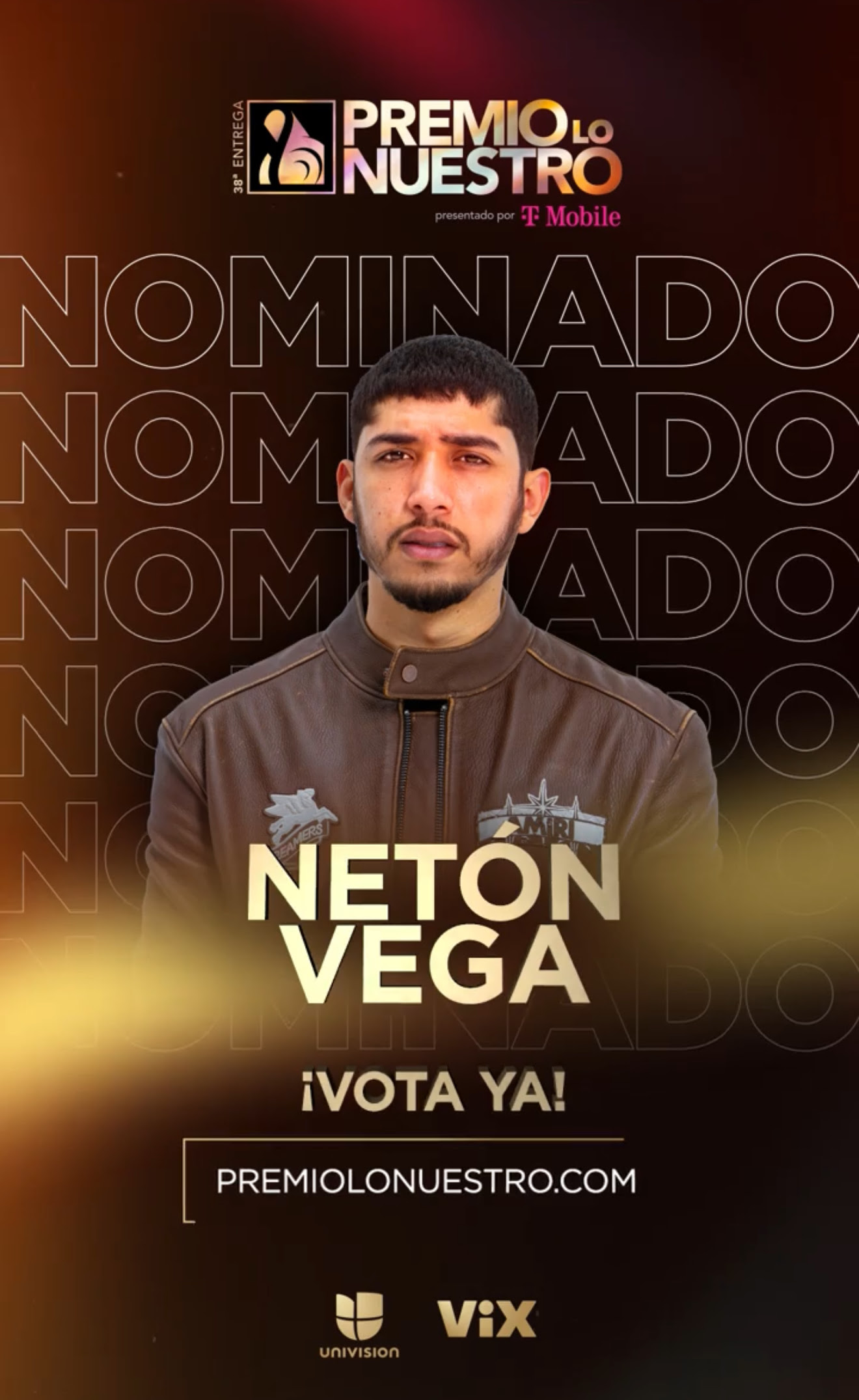 Netón Vega lidera Premio Lo Nuestro 2026 con cinco nominaciones