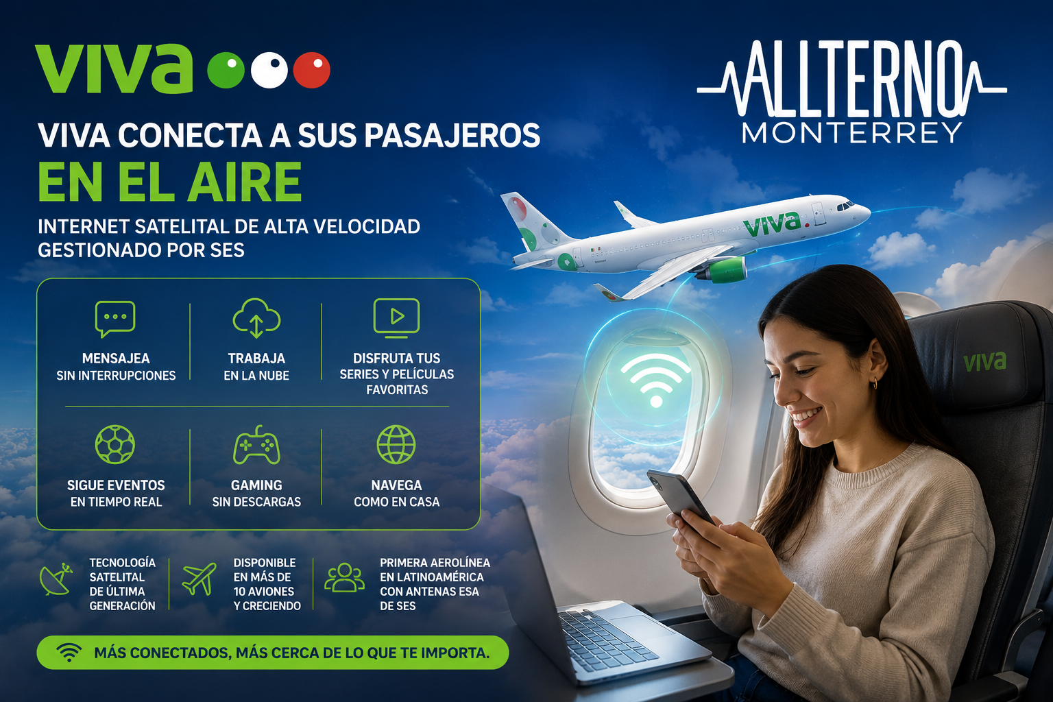 Viva lanza internet satelital de alta velocidad en sus vuelos