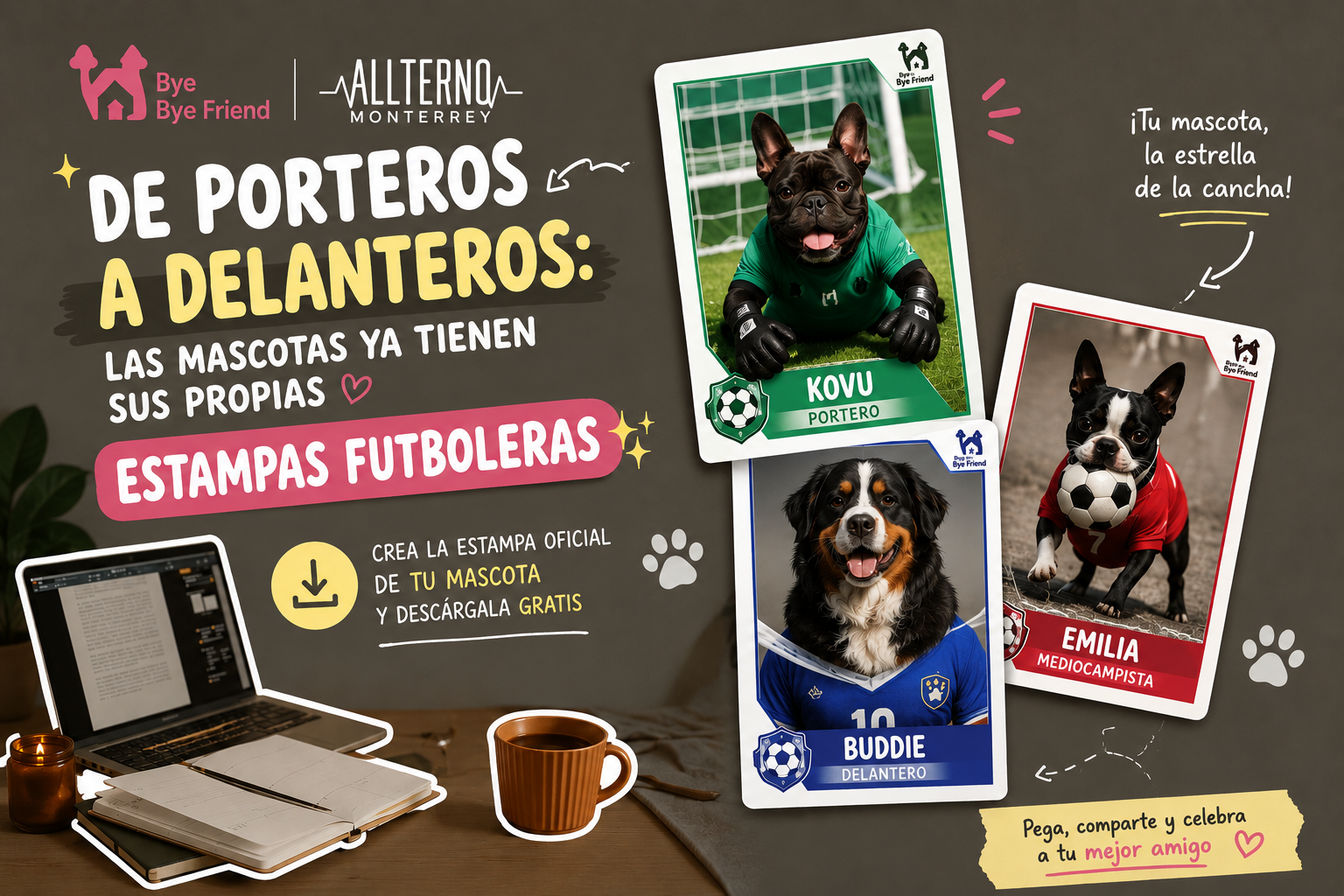 De porteros a delanteros: las mascotas ya tienen sus propias estampas futboleras