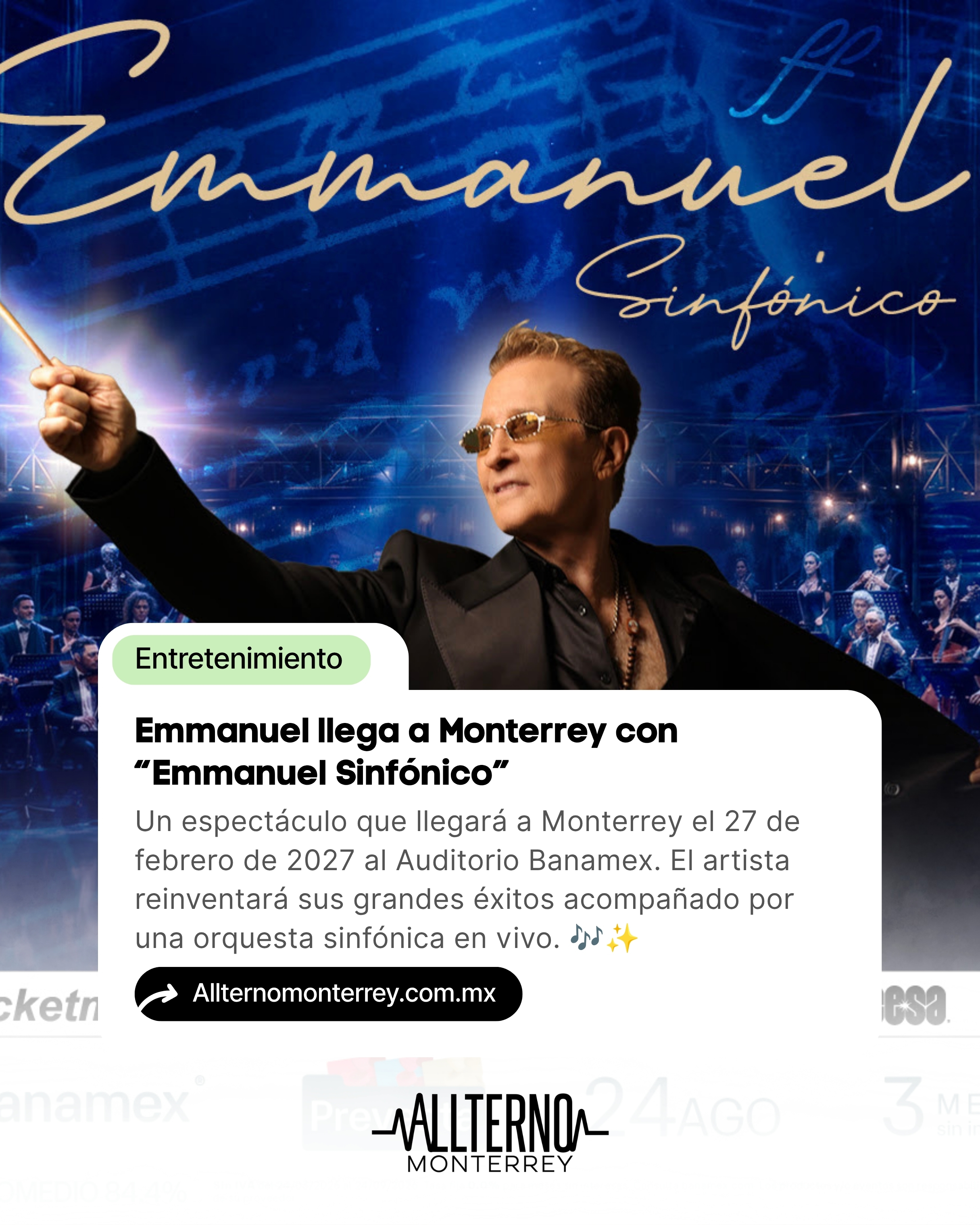 Emmanuel llega a Monterrey con “Emmanuel Sinfónico”