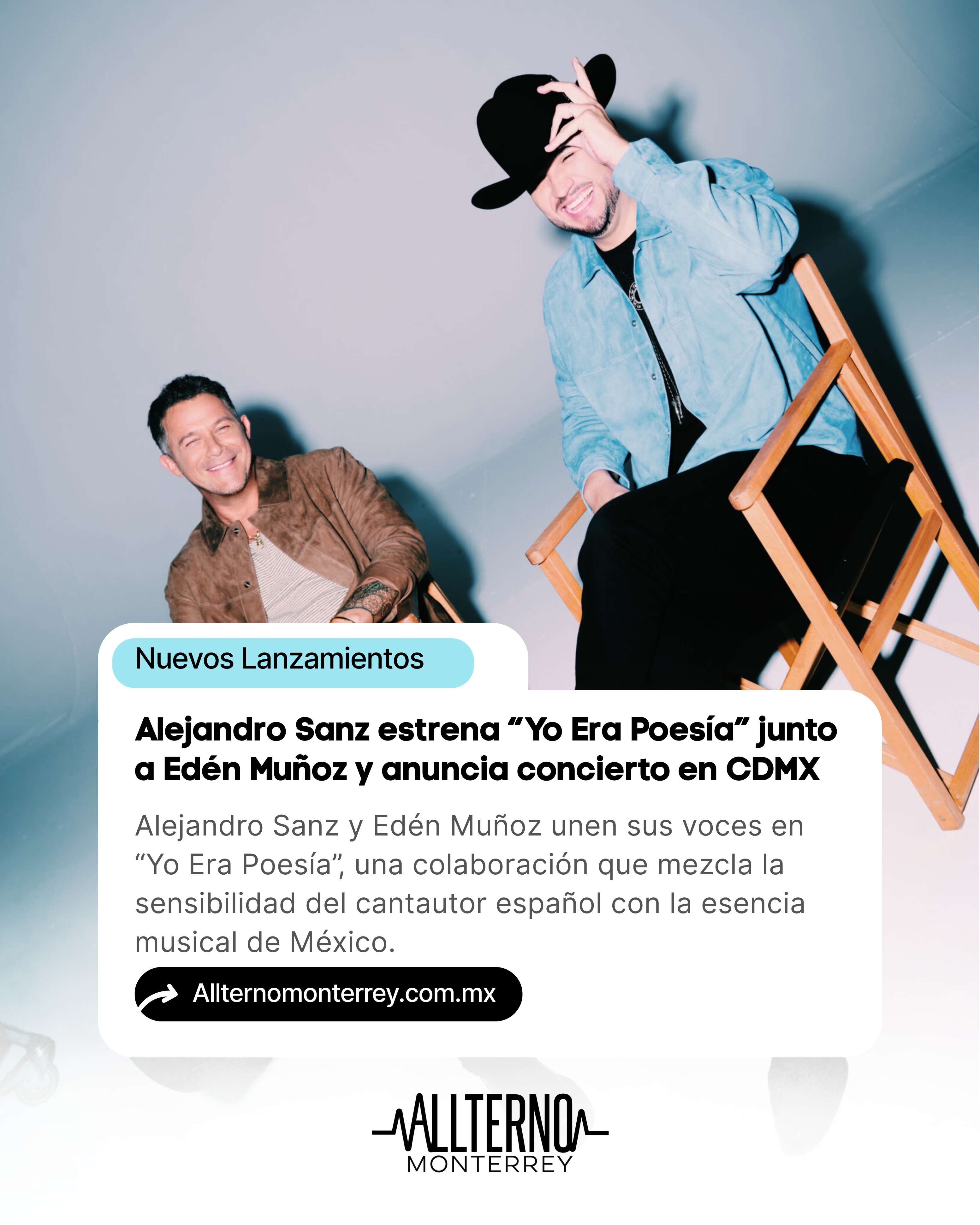 Alejandro Sanz y Edén Muñoz unen sus voces en “Yo Era Poesía”, una canción que celebra el vínculo entre España y México