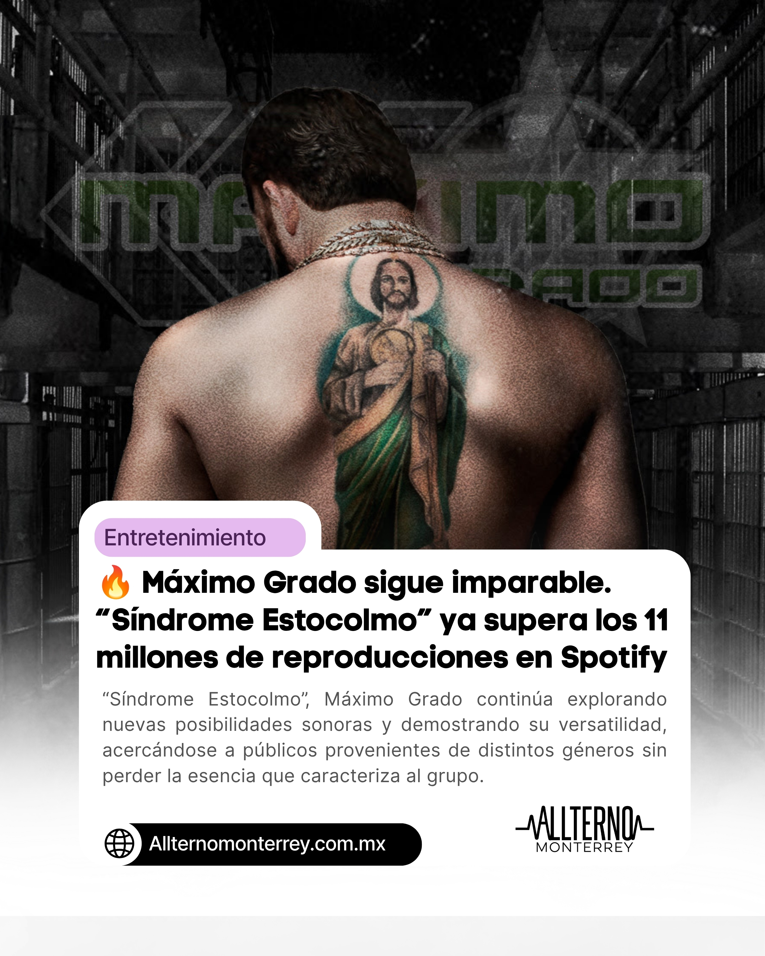 Máximo Grado supera los 11 millones de reproducciones con “Síndrome Estocolmo” y prepara nueva música