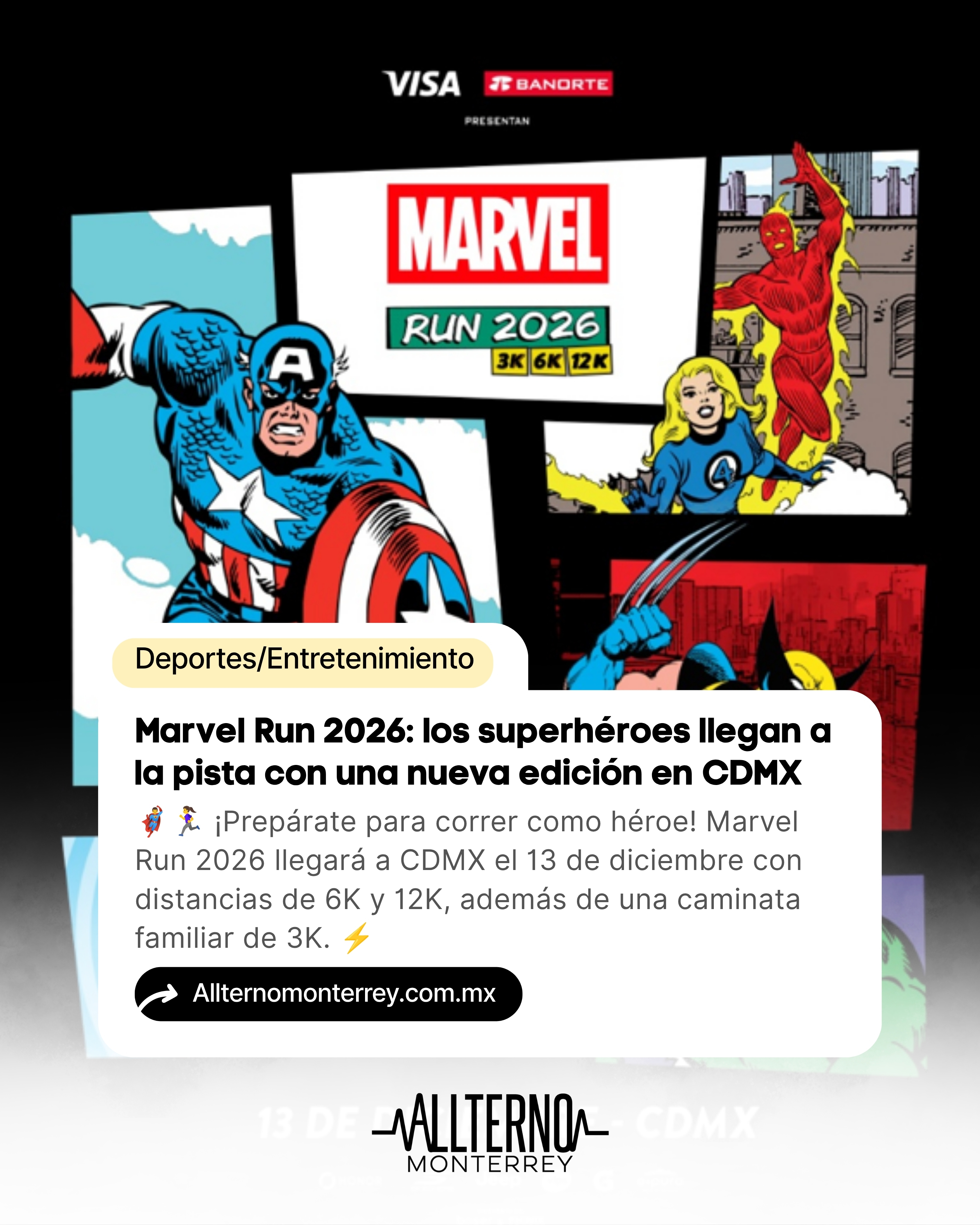 Marvel Run 2026 llega a CDMX con carreras de 6K y 12K y una caminata familiar de 3K