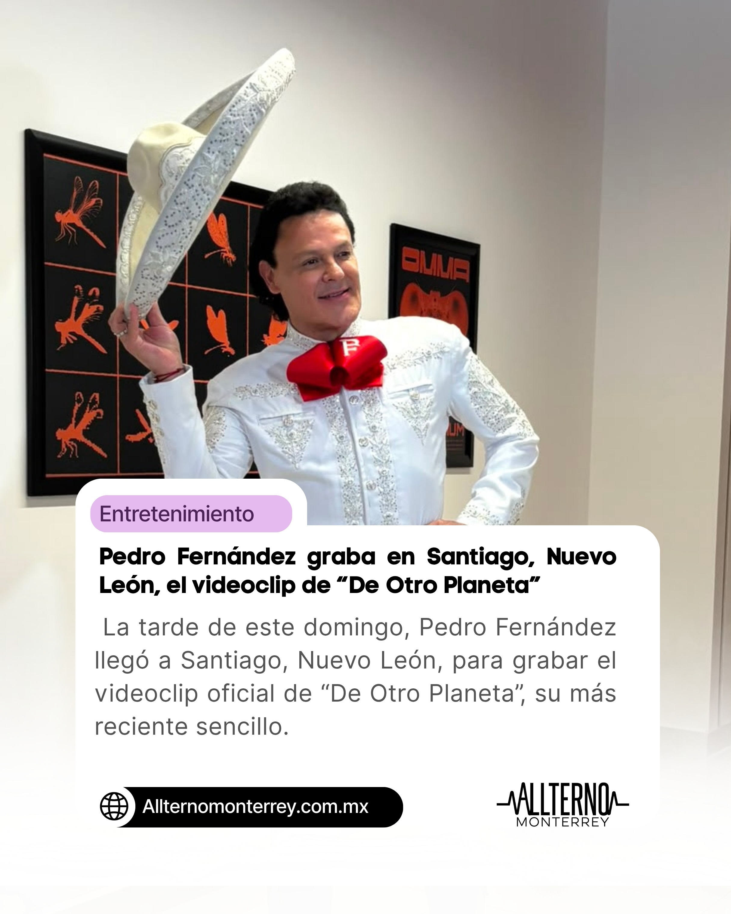 Pedro Fernández graba en Santiago, Nuevo León, el videoclip de “De Otro Planeta”