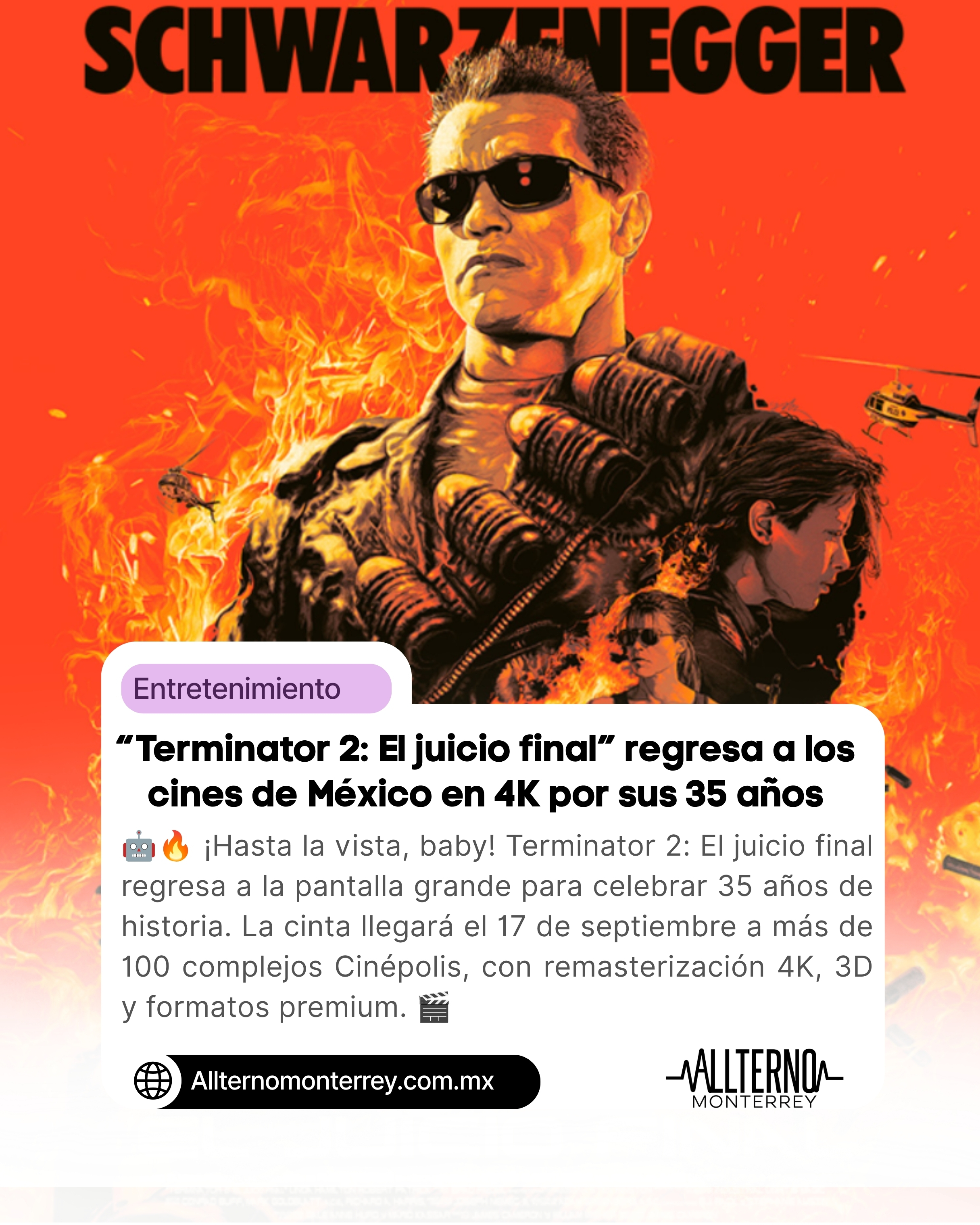 “Terminator 2: El juicio final” regresa a los cines de México por sus 35 años