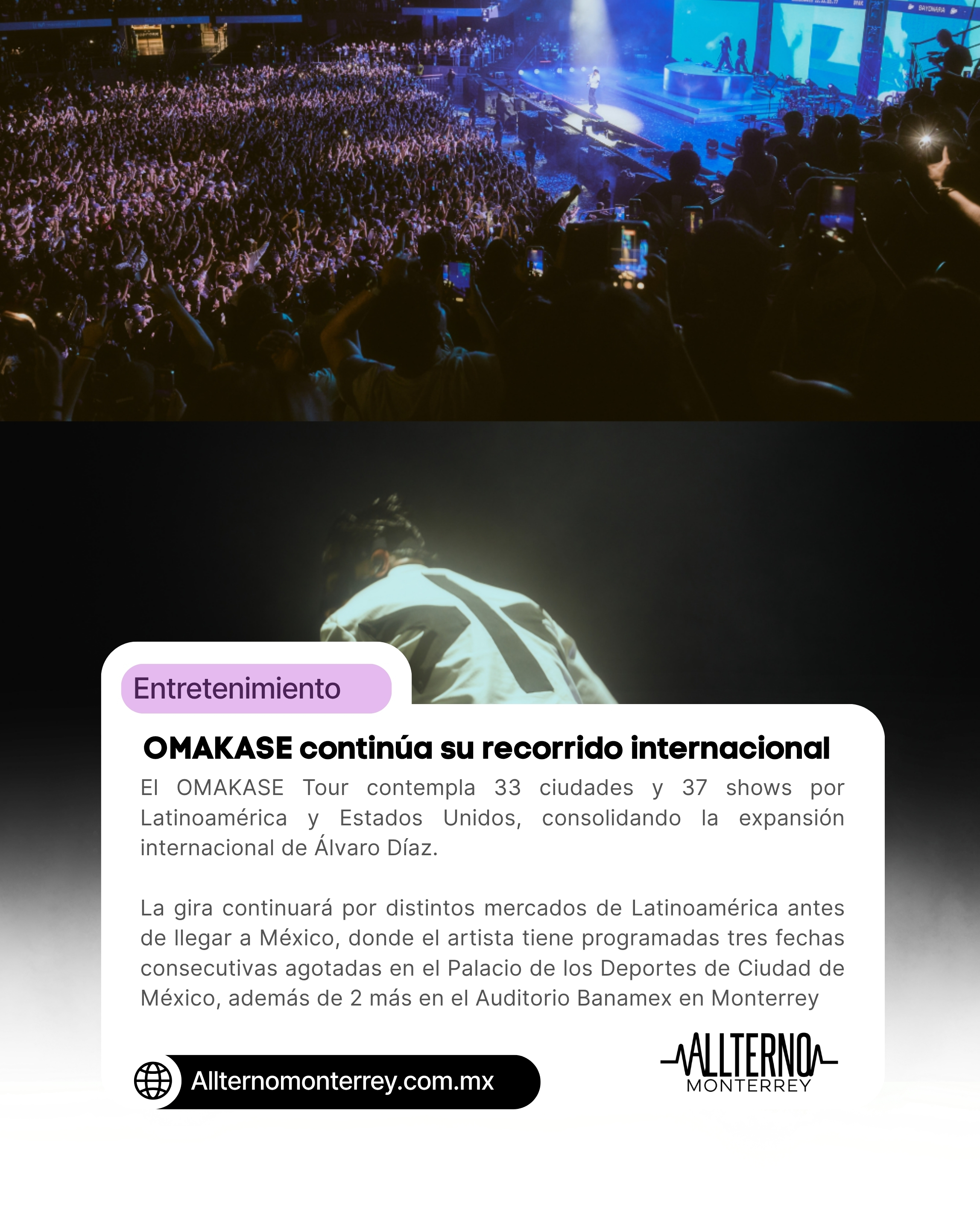 Álvaro Díaz conquista Bogotá con dos noches sold out en el Movistar Arena