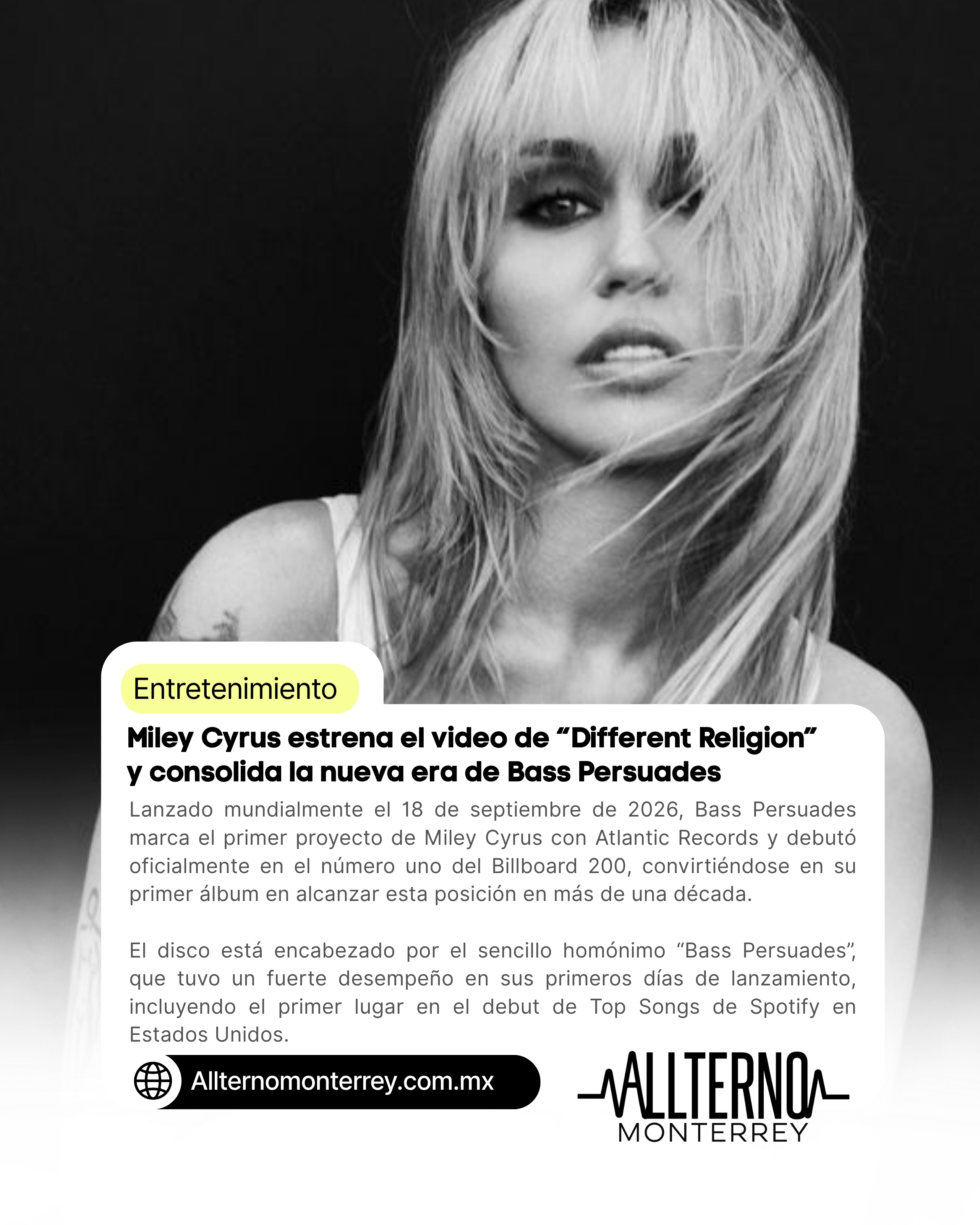Miley Cyrus estrena el video de “Different Religion” y consolida la nueva era de Bass Persuades