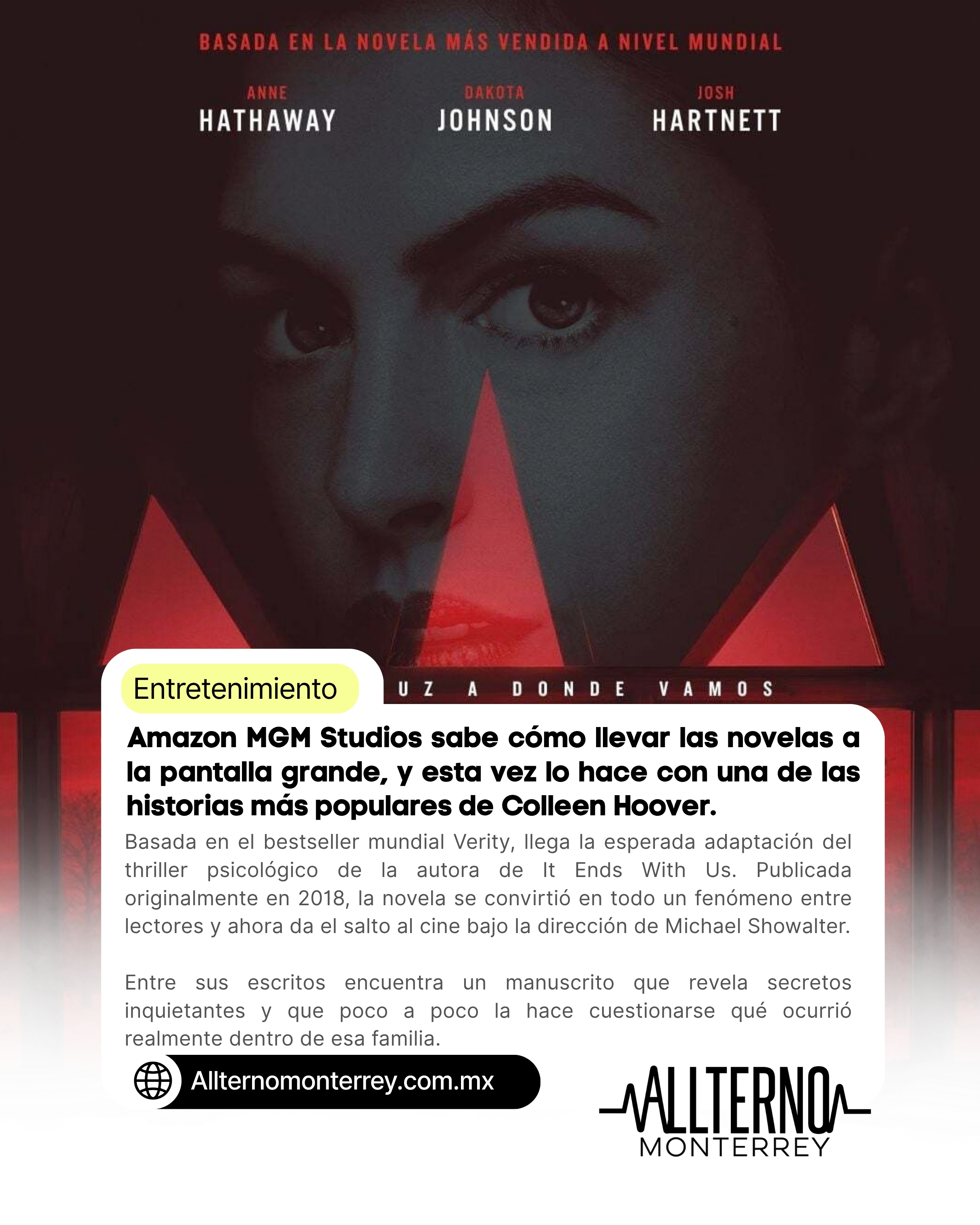 Amazon MGM Studios sabe cómo llevar las novelas a la pantalla grande, y esta vez lo hace con una de las historias más populares de Colleen Hoover.
